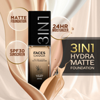 Faces Canada 3 in 1 All Day Hydra Matte Foundation - Honey Beige 031 | Grocsy