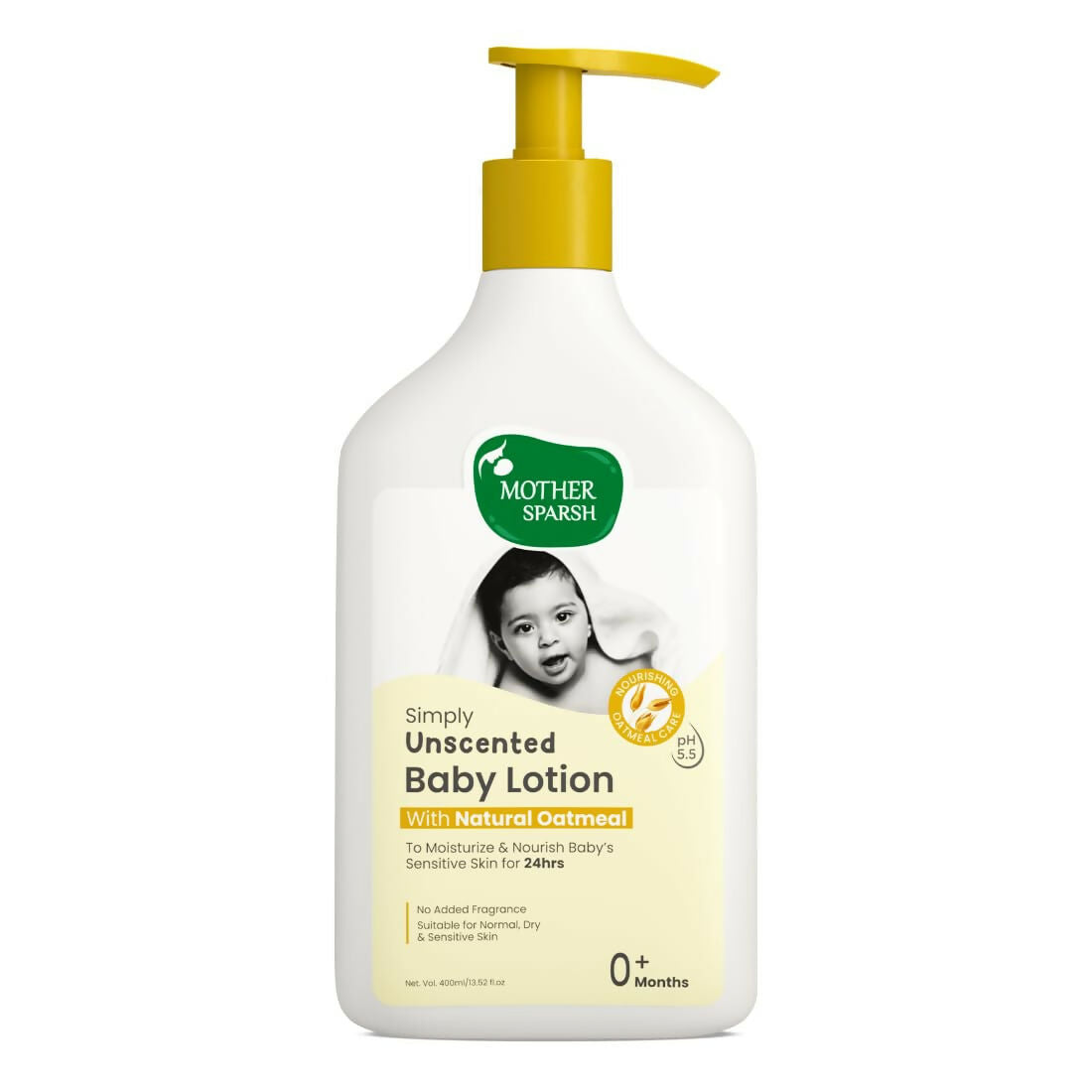 Mother Sparsh Simply Unscented Baby Lotion With Natural Oatmeal, 24hr Protection for Dry, Itchy & Sensitive Skin | Grocsy
