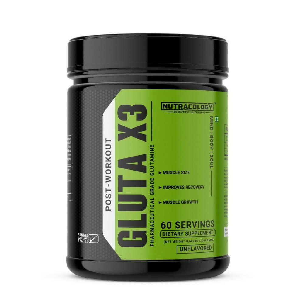 Nutracology Gluta X3 Micronized Glutamine For Muscle Recovery & Strength | Grocsy