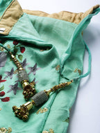 Tulsi Art Green Floral Semi-Stitched Myntra Lehenga & Unstitched Blouse With Dupatta | Grocsy