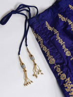 Tulsi Art Blue & Gold-Toned Embroidered Semi-Stitched Myntra Lehenga & Unstitched Blouse With Dupatta | Grocsy
