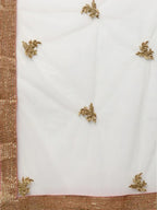 Tulsi Art Turquoise Blue & Peach-Coloured Embroidered Semi-Stitched Myntra Lehenga & Unstitched Blouse With Dupatta | Grocsy