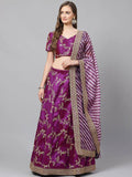 Tulsi Art Purple Semi-Stitched Myntra Lehenga & Unstitched Blouse With Dupatta | Grocsy