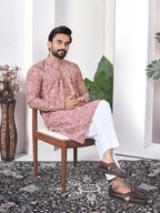 Anaita Peach Digital Printed Work Cotton Straight Kurta | Grocsy