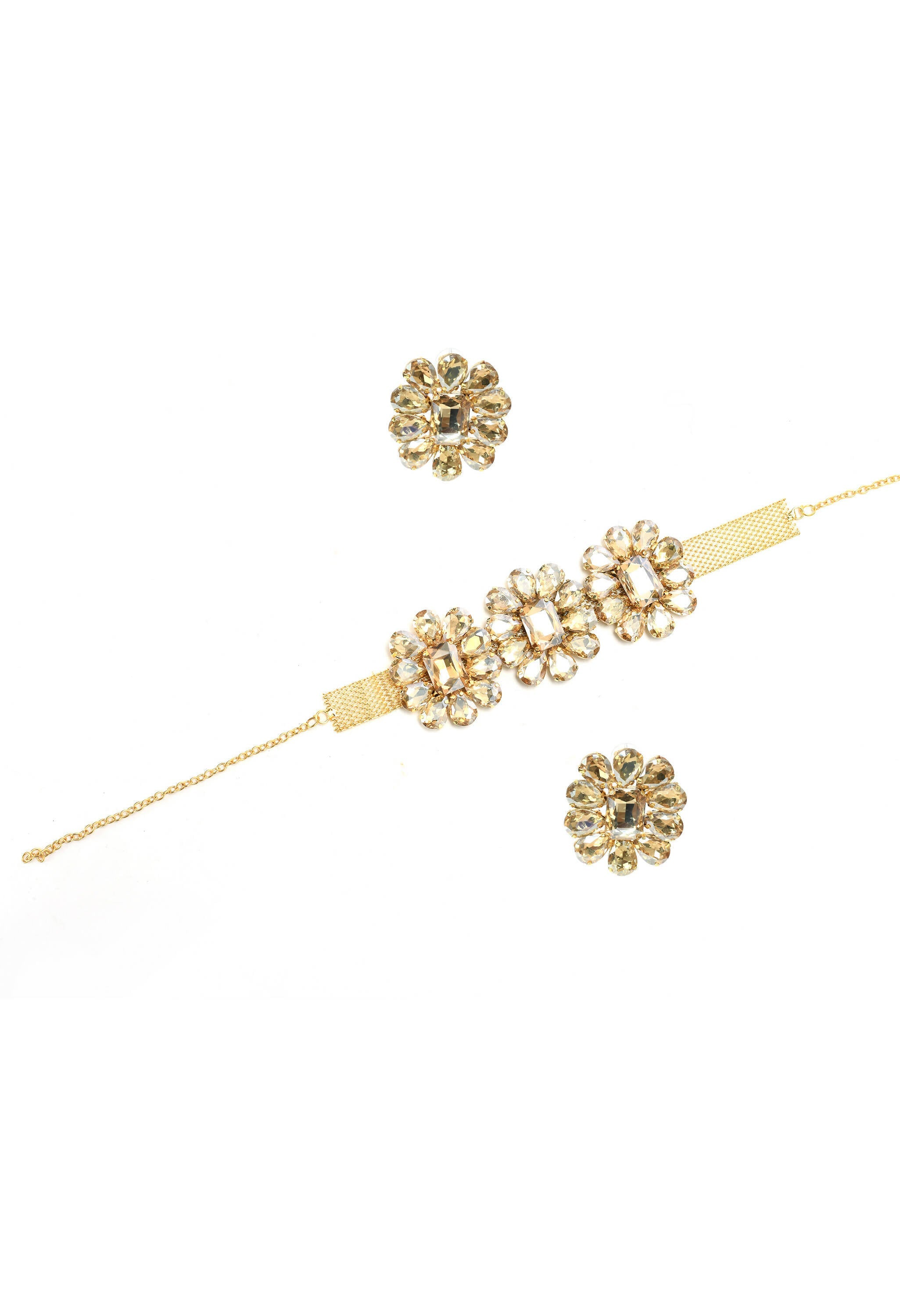 Mominos Fashion Joharkamal Gold-Polished Brass Finish Stone Choker For Women & Girls (Golden) | Grocsy