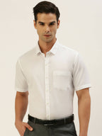 Ramraj Cotton Mens Half Sleeve Formal Poly Cotton White Shirt | Grocsy