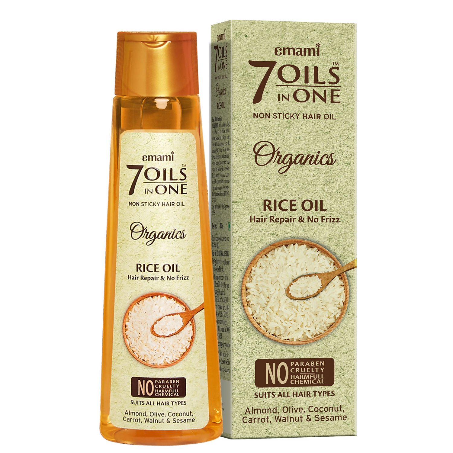 Emami 7 Oils In One Organics Rice Hair Oil | Grocsy