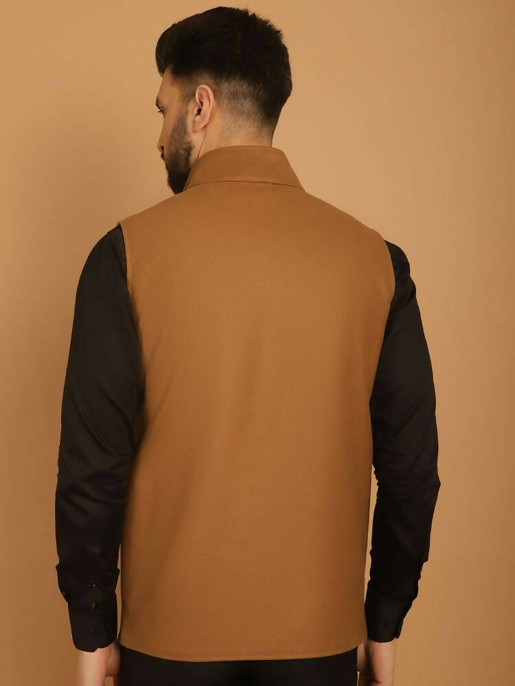 Even Apparels Pure Wool Nehru Jacket - Beige | Grocsy
