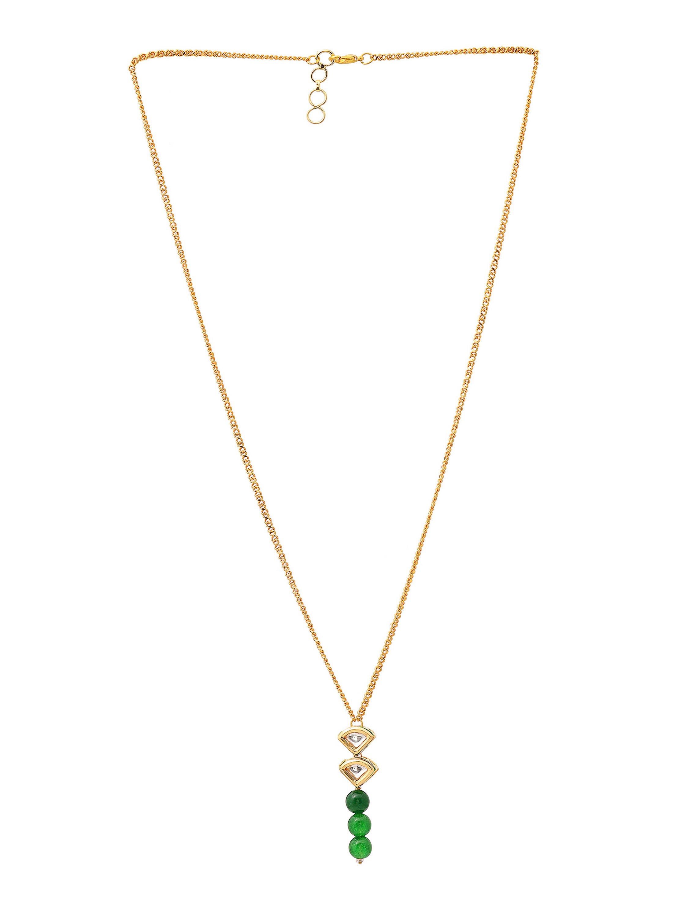 Ruby Raang Green Aventurine Kundan Necklace | Grocsy
