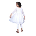 Akarshan viscose Lukhnowi Chikankari Anarkali kurta with Leggings - White | Grocsy