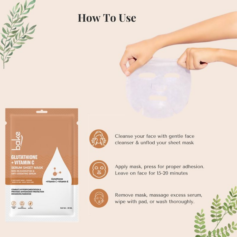 Bake L-Glutathione Sheet Mask For Glowing Skin | Grocsy