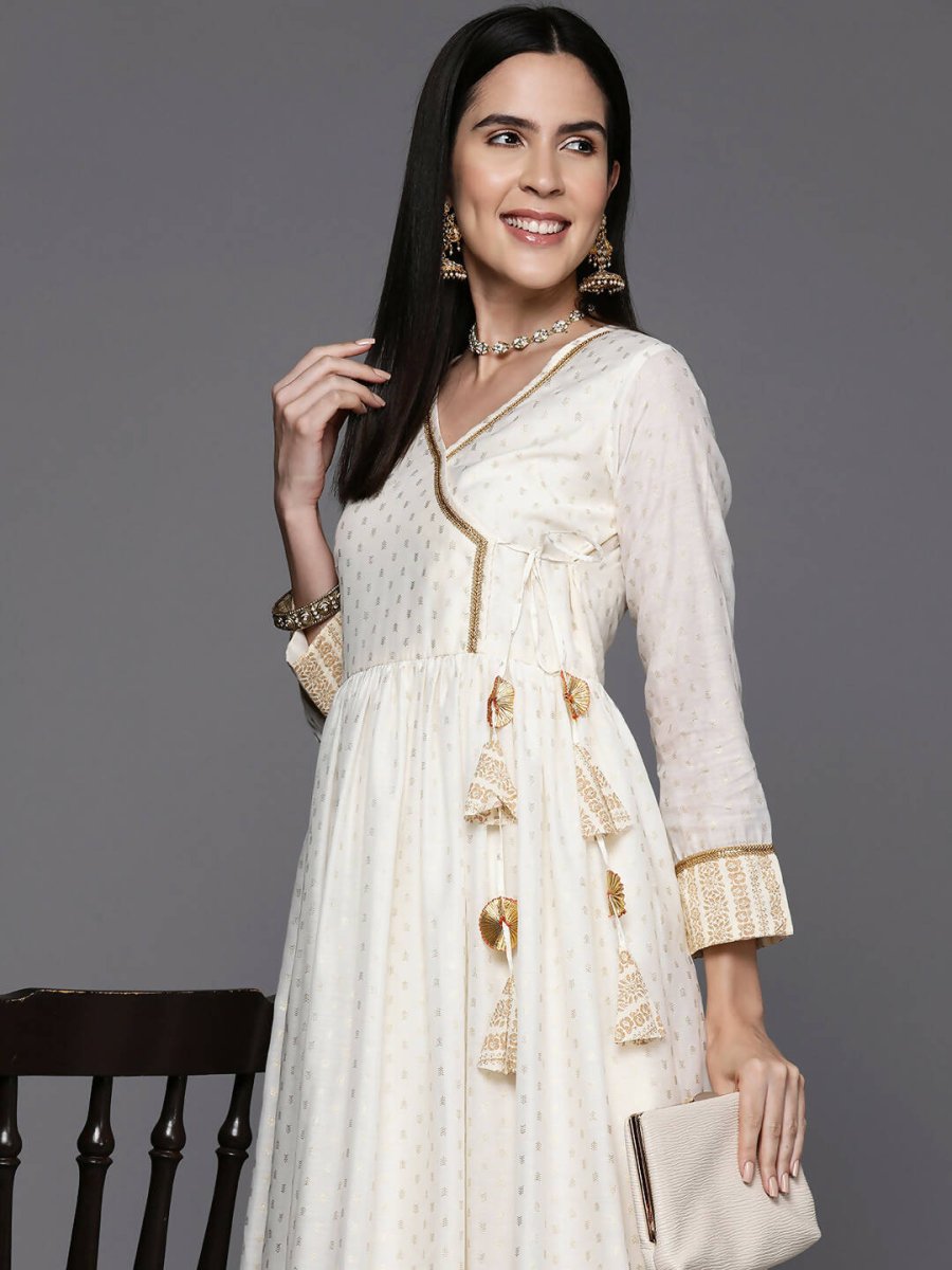 Ahalyaa Women's Traditional wear Ethnic Dress - Off White | Grocsy