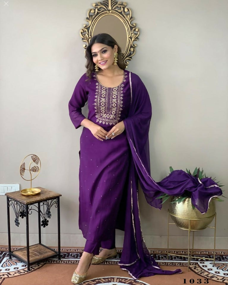 Partywear Designer Wine Rayon Slub Stitched Suit With Dupatta - Tanisha | Grocsy