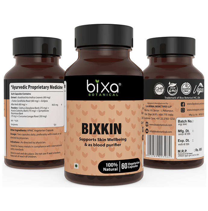 Bixa Botanical Bixkin 455mg Vegetarian Capsule | Grocsy