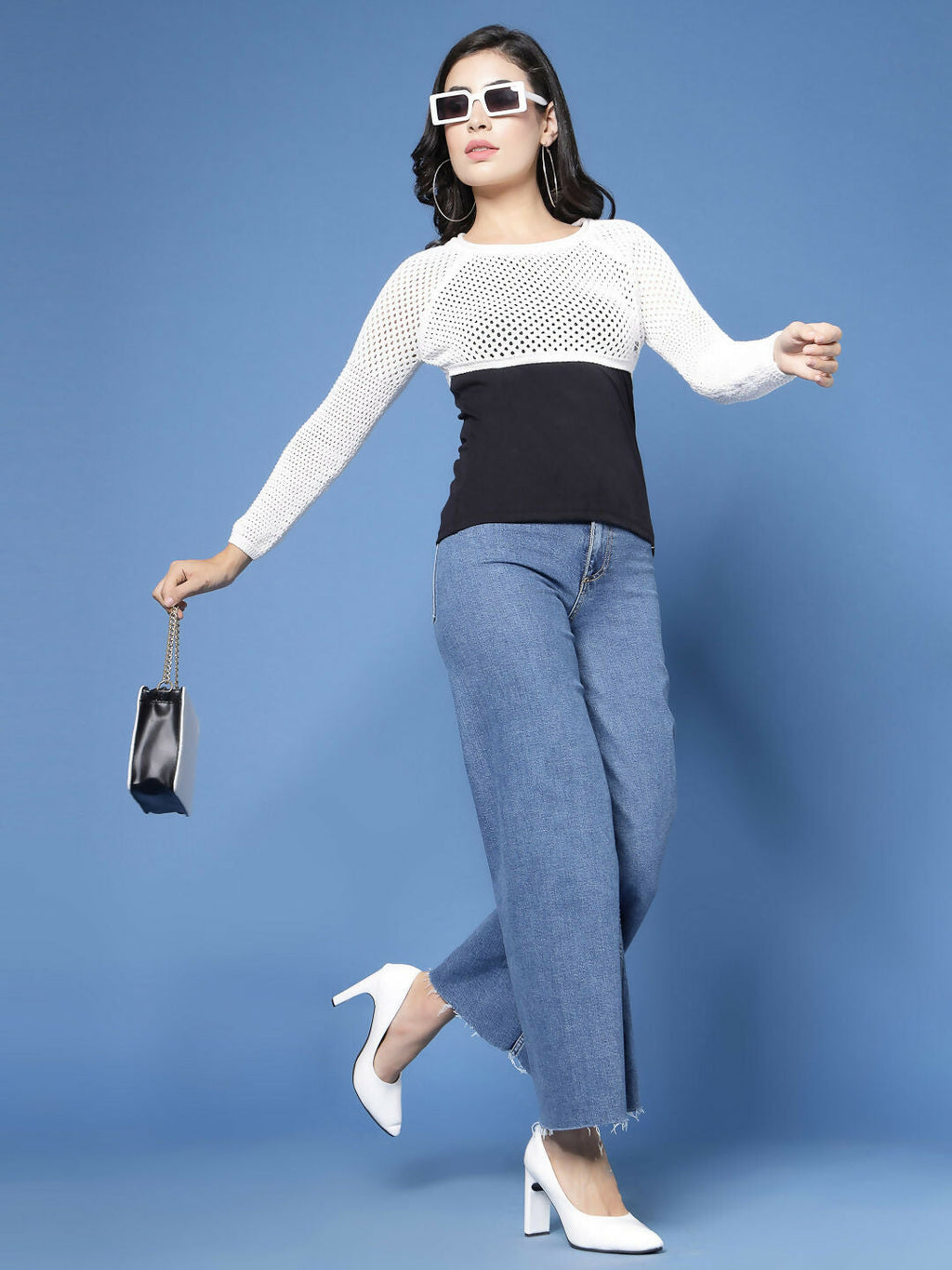 Women Winter White Color Cotton Pullover - Wool Trees | Grocsy