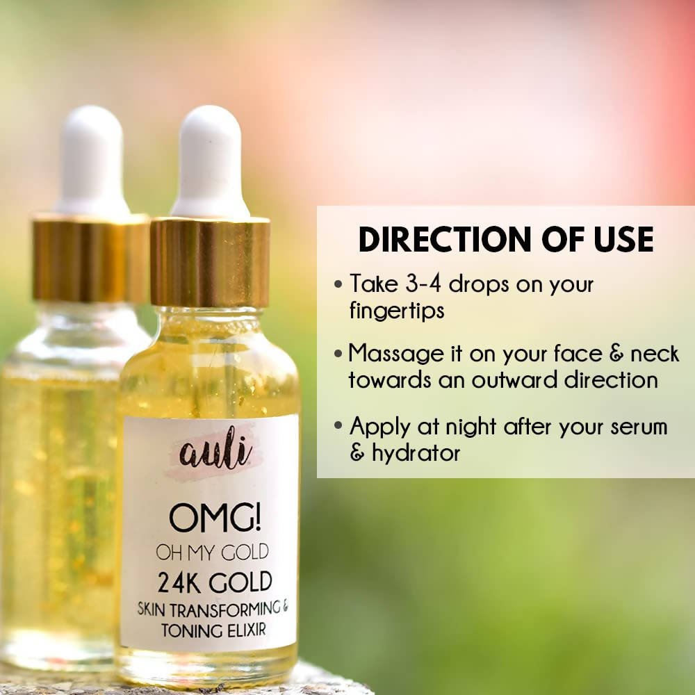 Auli OMG 24K Gold Flakes Pure Rosehip Oil | Grocsy