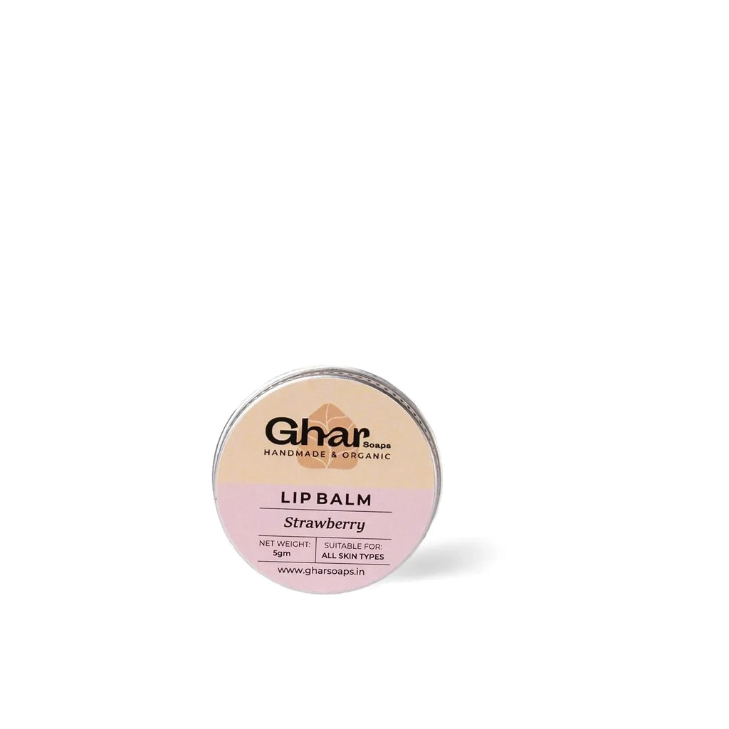 Ghar Soaps Strawberry Lip Balm For Dry Damaged & Chapped Lips Enriched with Shea Butter | Grocsy