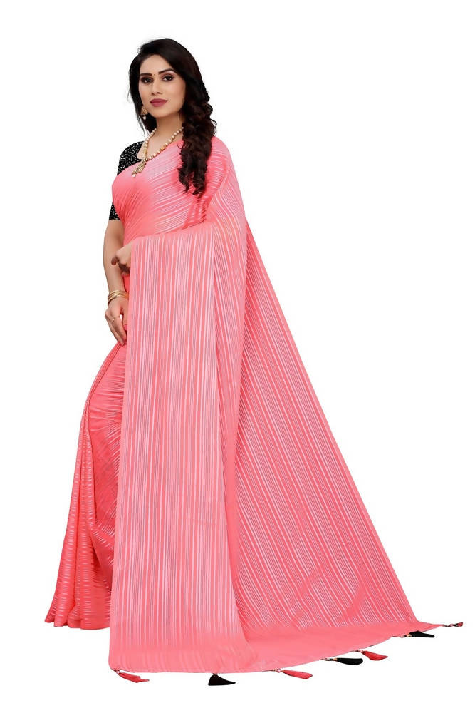 Vamika Pink Georgette Seqence Saree (Riva Pink) | Grocsy