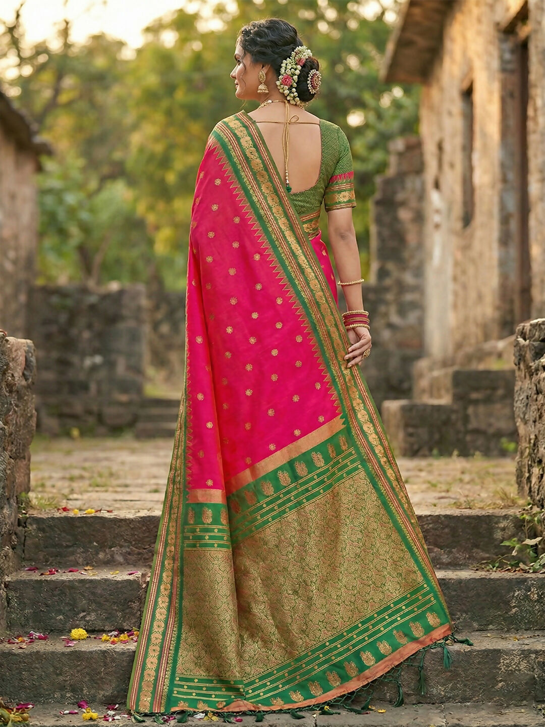 Shree Shyam Fashion Pink Soft Silk Saree | Grocsy
