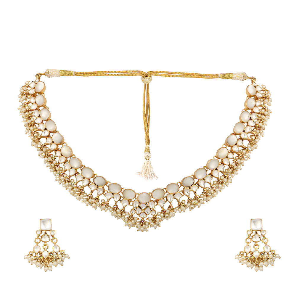 Nuyug 22K Gold Plated Ivory Dusk MOP Necklace | Grocsy