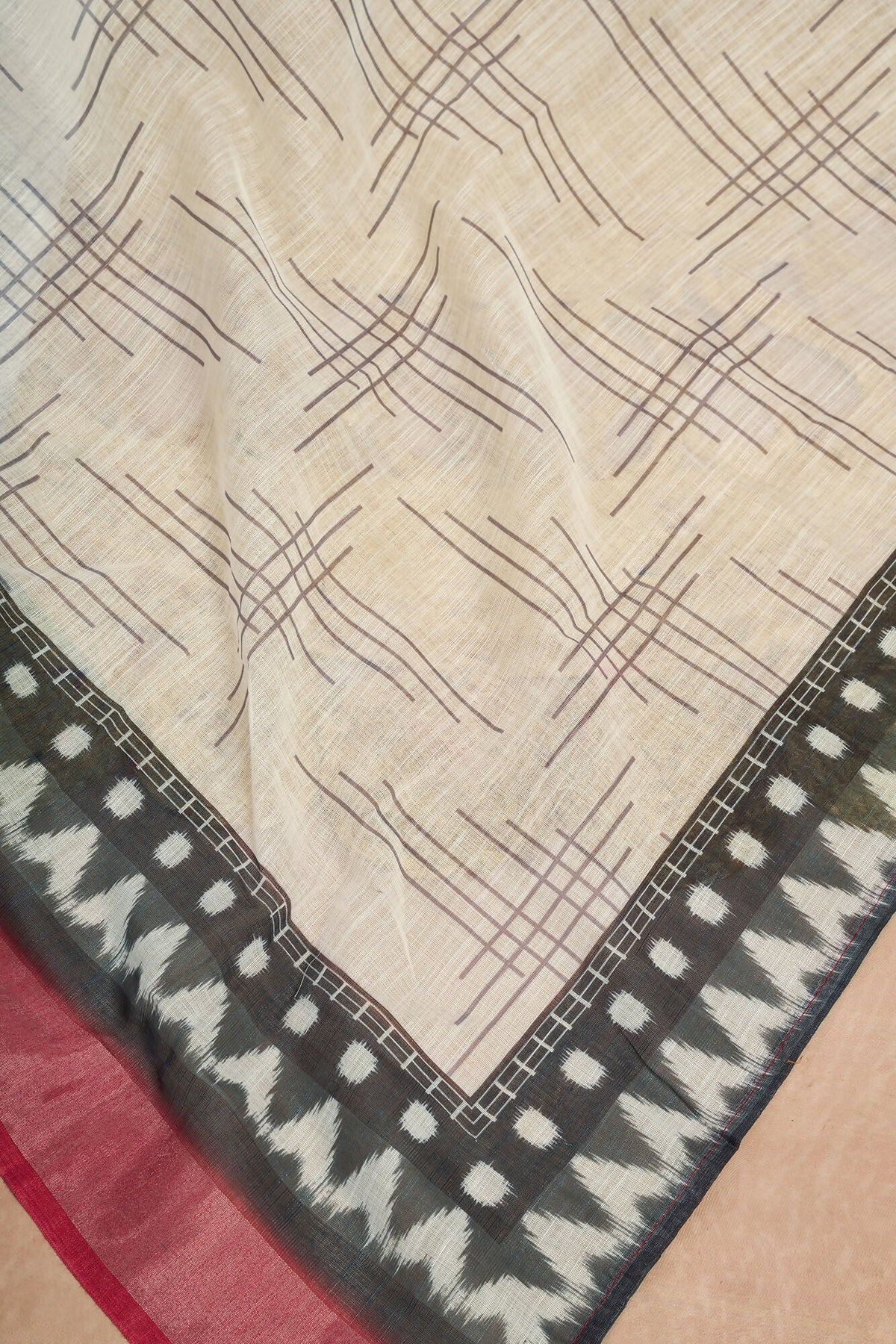 Vastranavya Digital Printed Linen Ready To Wear Pocket Saree with Unstitched Blouse | Grocsy