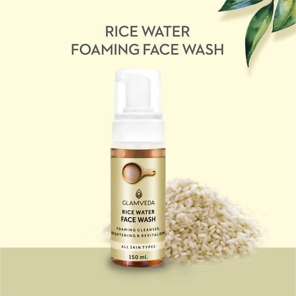 Glamveda Rice Water Fairness Foaming Face Wash | Grocsy
