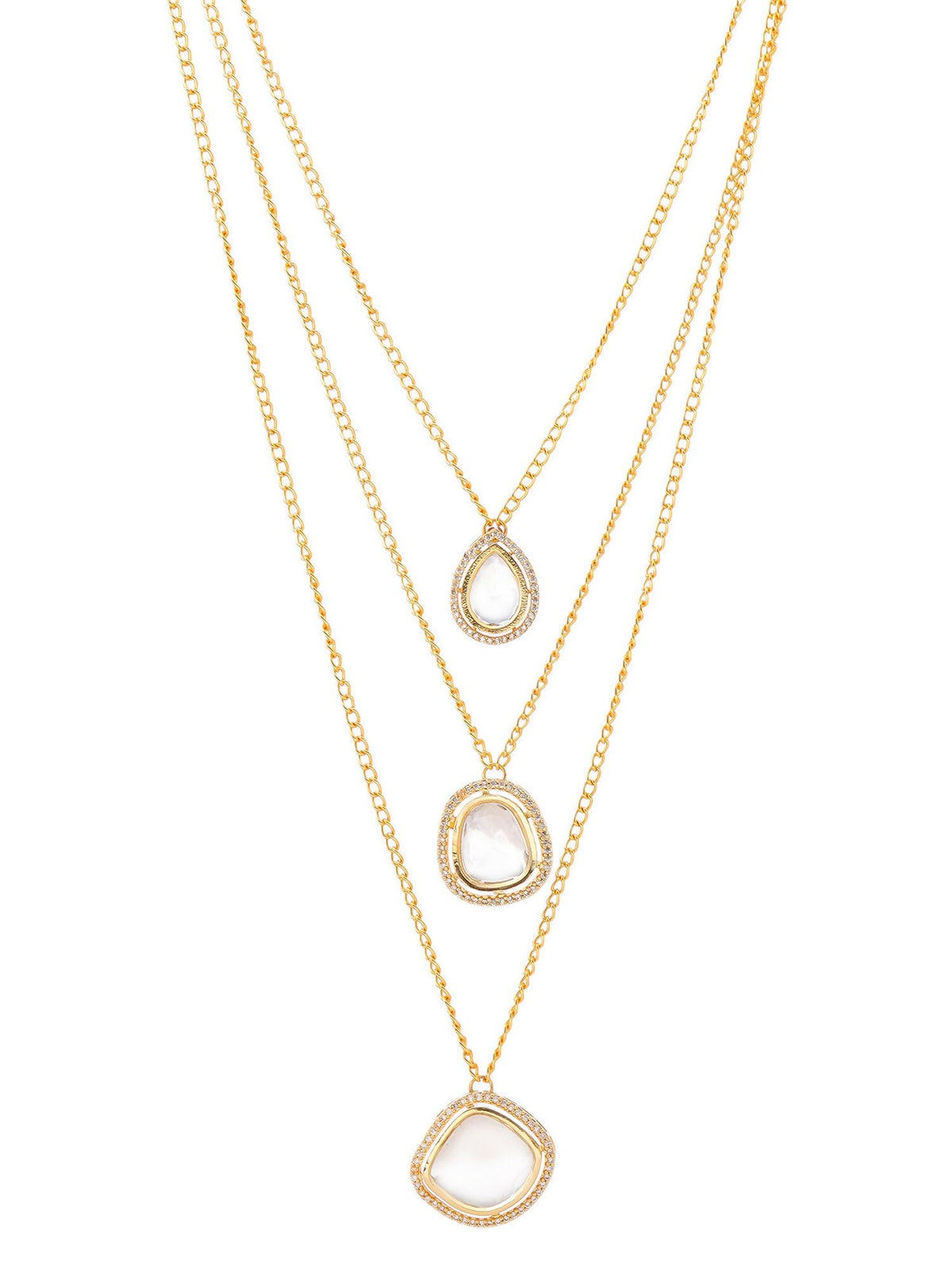 Ruby Raang Gold Kundan Layered Necklace | Grocsy
