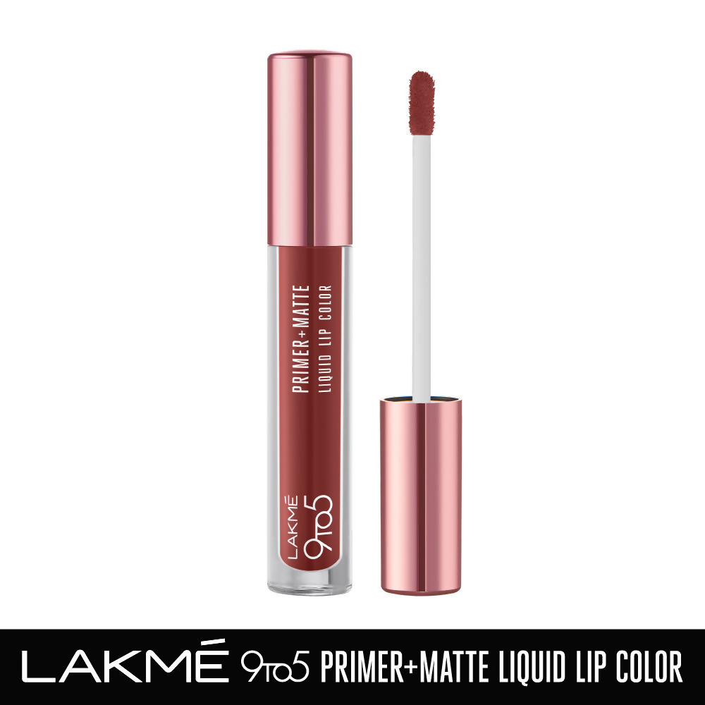 Lakme 9to5 Primer + Matte Liquid Lip Color - MR4 Deepmaroon | Grocsy