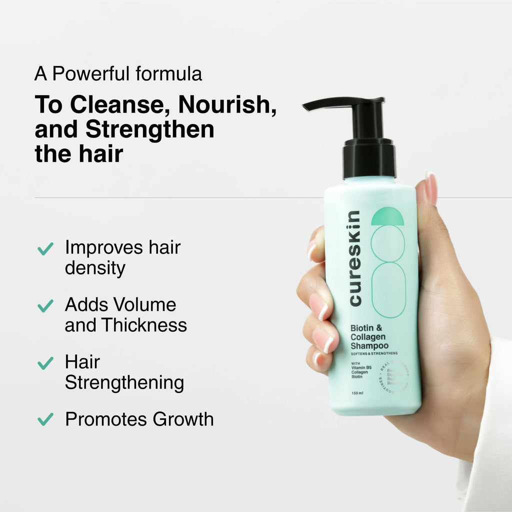 Cureskin Biotin & Collagen Vitamin B5 Glycolipids Shampoo: Strengthen Hair, Reduce Hairfall & Repair Damage | Grocsy