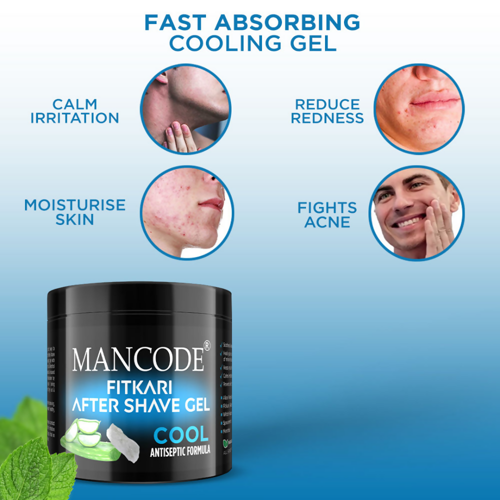 Mancode Fitkari After Shave Gel For Men Cool Antiseptic Formula | Grocsy