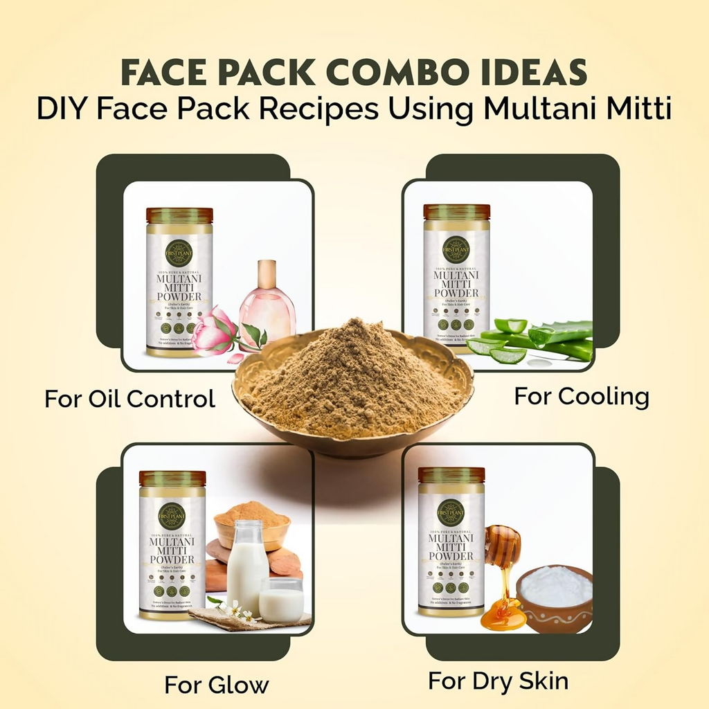 First Plant Multani Mitti Powder For Face Pack & Glowing Skin | Grocsy