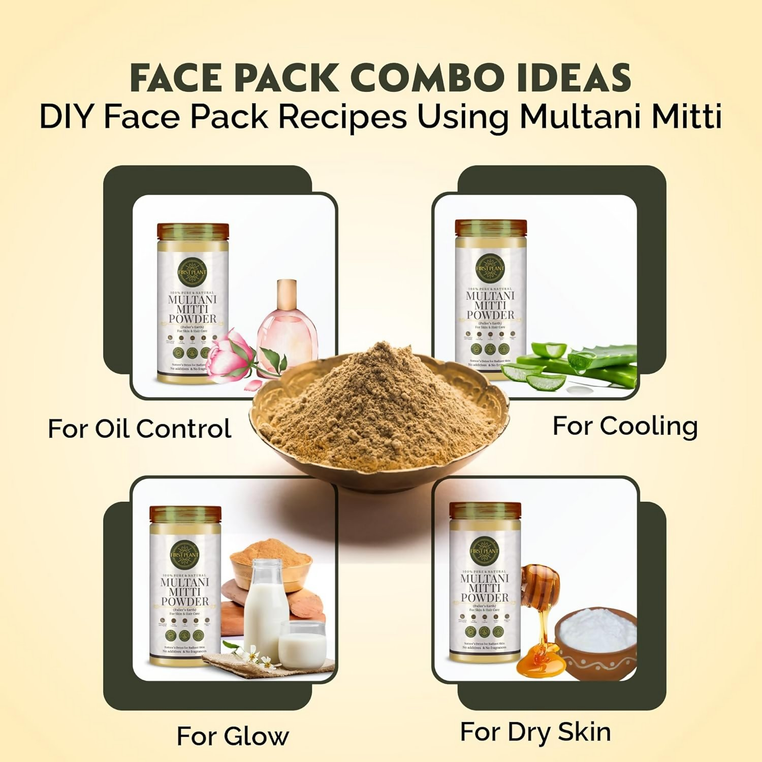 First Plant Multani Mitti Powder For Face Pack & Glowing Skin | Grocsy