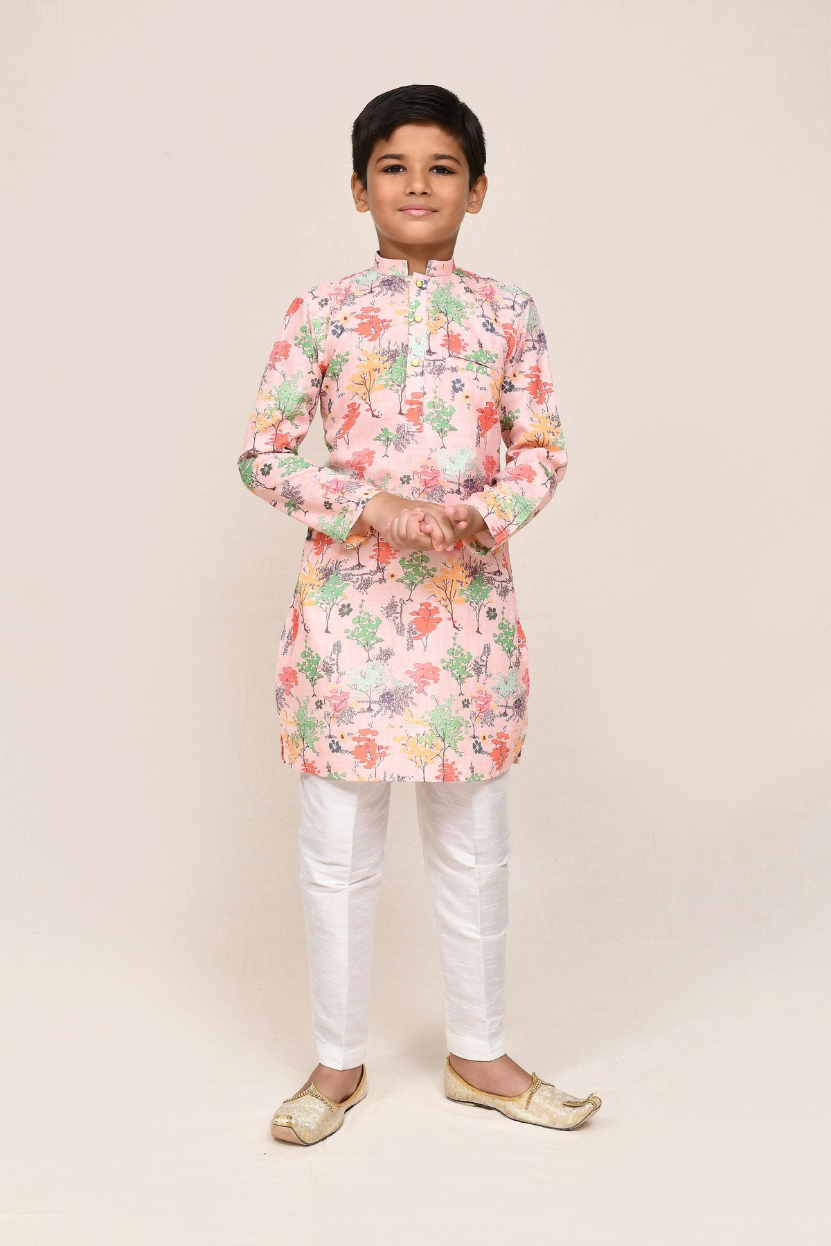 Joban Fashion Cotton Peach Kurta With Straight Fit Pant | Grocsy