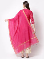 Myshka Pink Color Chanderi silk Printed Kurta With Pant Dupatta Set | Grocsy