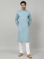 Giza Cotton Blue Plain Kurta by Hilo Design | Grocsy