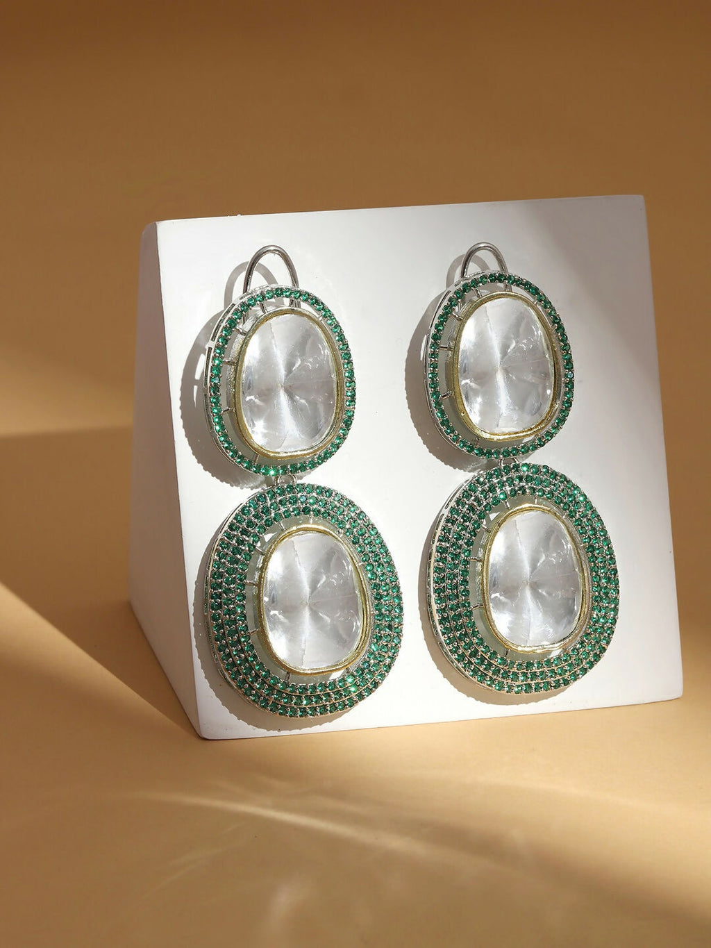 Green Dual Earrings- Ruby Raang | Grocsy