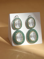 Green Dual Earrings- Ruby Raang | Grocsy