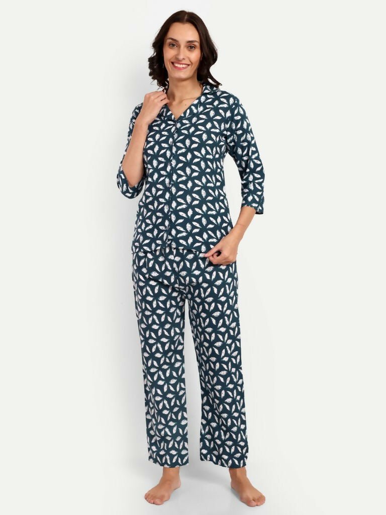 Alvano Beautiful Floral Print Co-ord set for Women's and Girls Rayon(Blue) | Grocsy