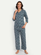 Alvano Beautiful Floral Print Co-ord set for Women's and Girls Rayon(Blue) | Grocsy
