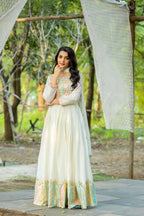 Joban Fashion White Chinnon Silk Sequence Embroidery Work Readymade Kurta Set | Grocsy