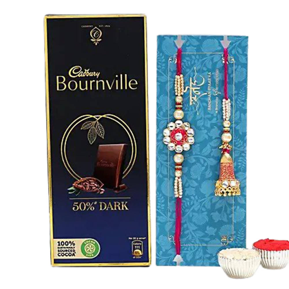 Ethnic Lumba Rakhi Set And Bournville | Grocsy