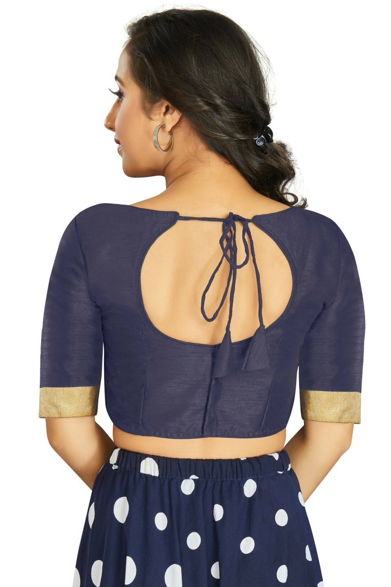 Aastha Fashion Women's Navy Blue Art Silk Designer Traditional Readymade Blouse | Grocsy