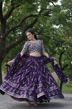Vastranavya Faux Blooming With Sequins And Thread Embroidered Work Lehenga Choli With Dupatta - Purple | Grocsy
