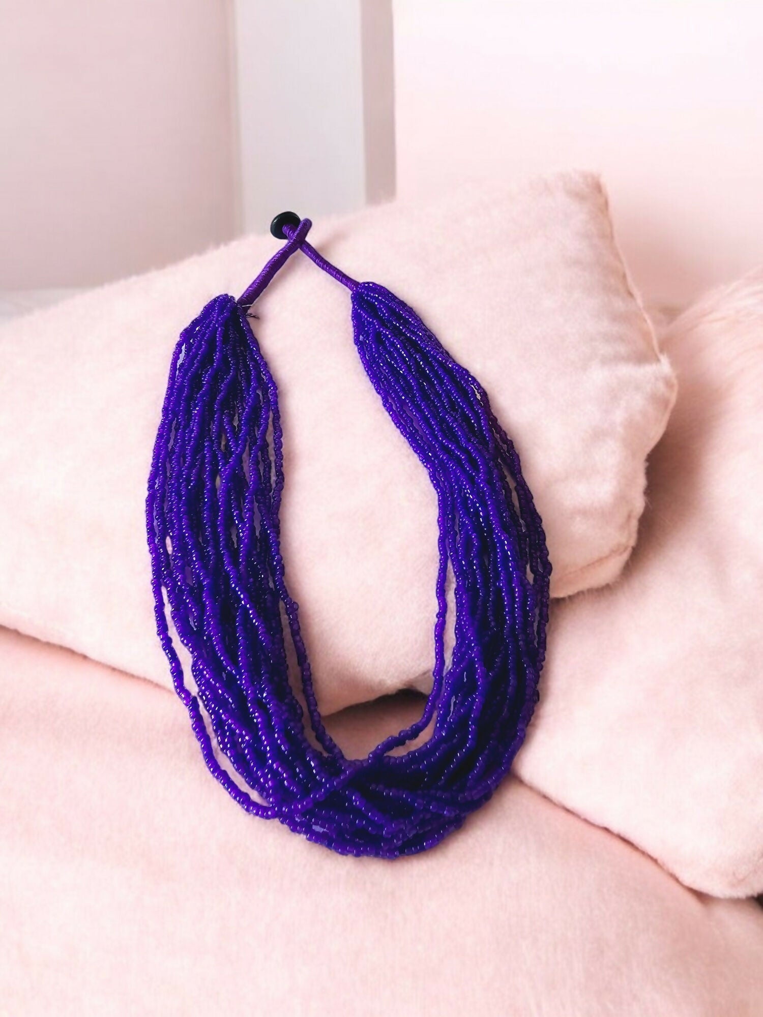 Inhanns Handmade Beaded Multilayer Necklace, 20 Layers - Purple | Grocsy