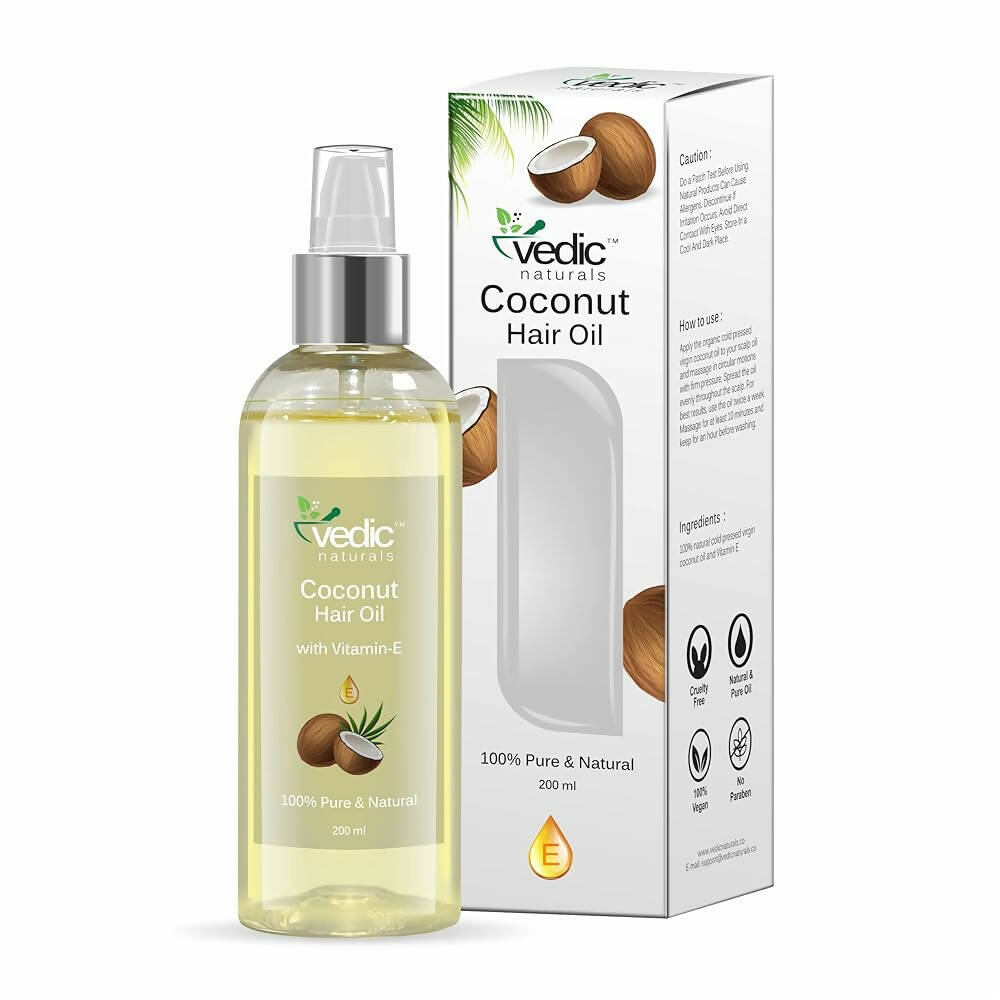 Vedic Naturals Virgin Coconut Hair Oil With Vitamin-E | Grocsy