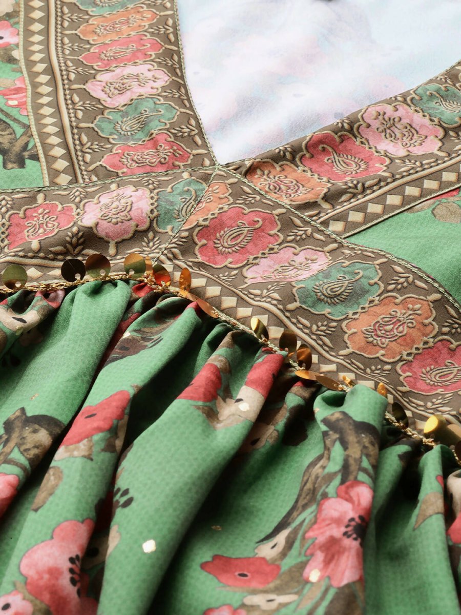 Ahalyaa Women's Traditional wear Lehnga Choli - Green | Grocsy