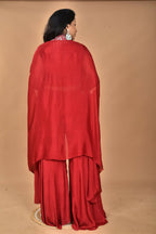 Morchari Women And Hand Embroidery Palazzo Set-Maroon | Grocsy