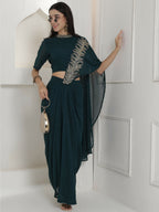 Joban Fashion Green Georgette Drape Skirt Set | Grocsy