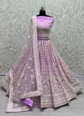 Jyoti Fashion Women's Mauve Net Patterned Thread Embroidered with Sequins Wedding Lehenga Choli | Grocsy