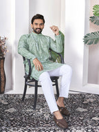 Anaita Sea Green Digital Printed Work Cotton Straight Kurta | Grocsy